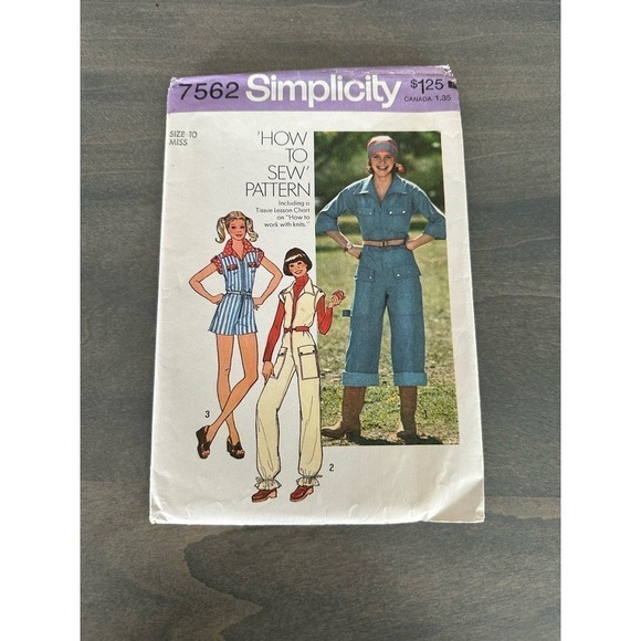 Simplicity Vintage Cut Misses Jumpsuit in Two Lengths Size 10 Pattern No 7562 - Picture 1 of 7